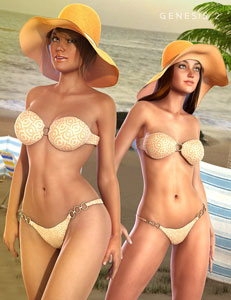 Ring Bikini and Sun Hat for Genesis 2 Female(s)